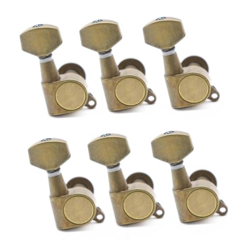 Gitarrenwirbel-Zubehör Elektrische Gitarren-Stimmwirbel Mechaniken Kleiner Quadratischer Griff Für ST/LP Rotkupfer/Bronze(6r Bronze) von HJKLBGT