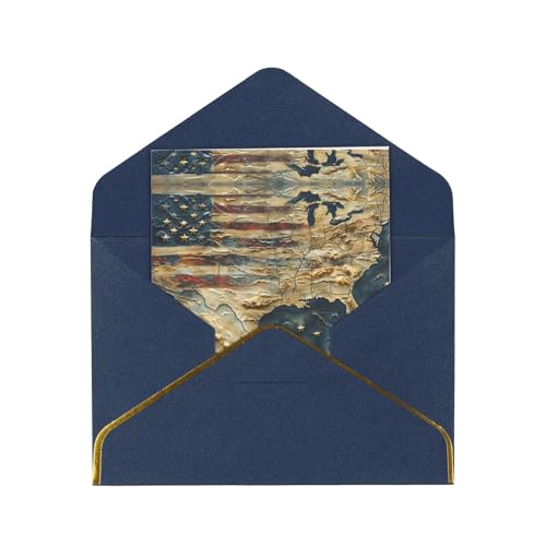 Karte und Flagge der USA, Aufdruck "Thinking of You", Karte mit Umschlag, Grußkarten mit Umschlag von HJLUUFT