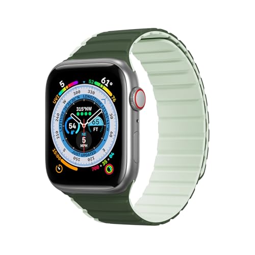 HJPOQZ DUX DUCIS [LD] Series Uhrenarmband, entworfen für Apple-Watch, 38mm/40mm/41mm, Magnetisches Ersatzarmband - Grün, Einheitsgröße, klassisch, Grün, One Size, Klassisch von DUX DUCIS