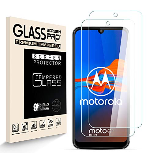 HJX Stücke Schutzfolie für Motorola Moto E6 Plus, 9H-Härte Tempered Glass, Anti-Kratzer, Einfache Installation, Anti-Fingerabdruck Displayschutzfolie für Motorola Moto E6 Plus [2 Stück] von HJX