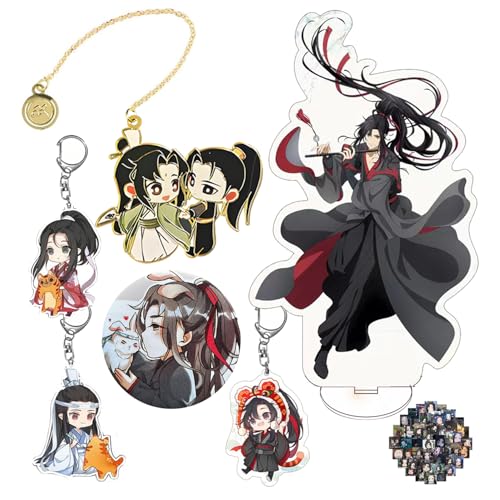 Grandmaster of Demonic Cultivation Lesezeichen Anime Acryl Ständer Dekoration Mo Dao Zu Shi Schlüsselanhänger Wei Wuxian Abzeichen-Sets mit Aufklebern 16 Stück von HJYZY