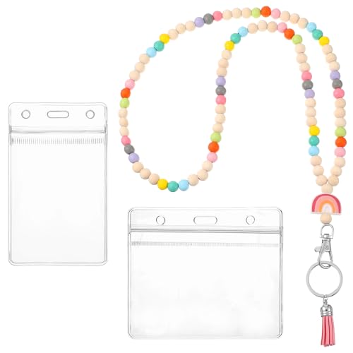 HJZHII Lehrer-Schlüsselband mit Ausweishalter, Holzperlen, einziehbares Schlüsselband, bunte Holzperlen, personalisierte Schlüsselbänder für Schlüssel, Ausweise, Krankenschwestern, Kreuzfahrtkarten HJZHII Lehrer-Schlüsselband mit Ausweishalter, Holzperlen, einziehbares Schlüsselband, bunte Holzperlen, personalisierte Schlüsselbänder für Schlüssel, Ausweise, Krankenschwestern, Kreuzfahrtkarten von HJZHII