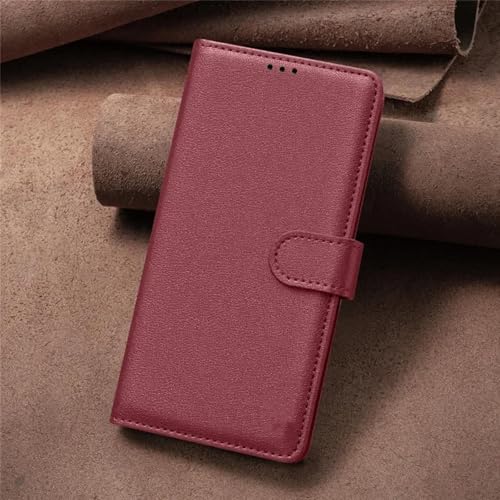 HJZSZX Für Samsung A16 Magnetische Leder-Brieftaschen-Karten-Telefonhülle (Für Samsung A16/Rot) von HJZSZX