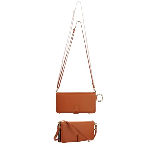 HJZSZX Für Samsung A53 (5G) Ring Crossbody Zip Wallet Handyhülle Handschlaufe Flip Geldbörse Cover (Für Samsung A53 (5G)/Dunkelbraun) von HJZSZX