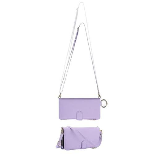 HJZSZX Für Samsung Note 20 Ring Crossbody Lanyard Reißverschluss Brieftasche Handyhülle Handschlaufe Flip Cover (Für Samsung Note 20/Hellviolett) von HJZSZX