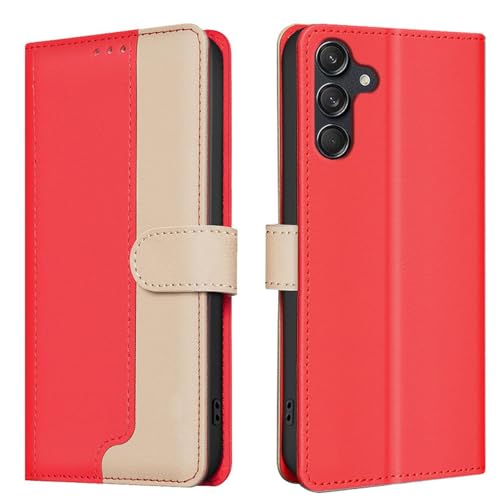 HJZSZX Für Samsung S23 Luxus-Leder-Brieftaschen-Karten-Telefonhülle Stoßfestes Flip-Cover (Für Samsung S23/Rot) von HJZSZX