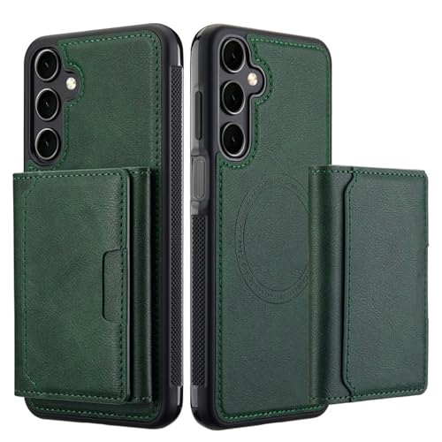 HJZSZX Für Samsung S23 Plus magnetische kabellose Ladehülle Leder Flip Wallet Stand Cover (Für Samsung S23 Plus/Grün) von HJZSZX