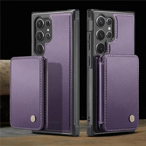 HJZSZX Für Samsung S24 FE Magnetische Zwei-in-Eins-Leder-Brieftaschen-Karten-Telefonhülle Flip-Cover (Für Samsung S24 FE/Lila) von HJZSZX