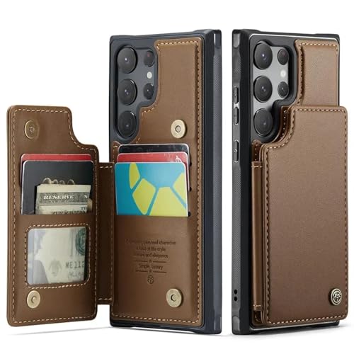 HJZSZX Für Samsung S24 Luxus-Leder-Brieftaschen-Kartenetui Flip Stand Cover (Für Samsung S24/Braun) von HJZSZX