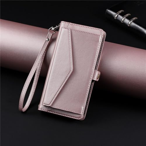 HJZSZX Für iPhone 11 Langes Lanyard Leder Brieftasche Karten-Telefonhülle Handseil-Flip-Cover (Für iPhone 11/Pink) von HJZSZX