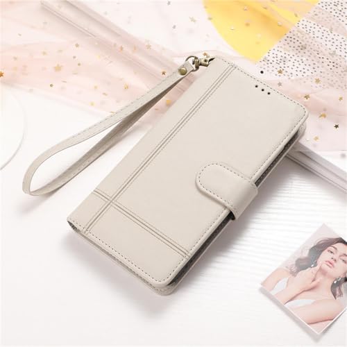 HJZSZX Für iPhone 11 Pro Mirror Crossbody Leder Brieftasche Karte Handyhülle Lanyard Flip Cover (Für iPhone 11 Pro/Beige) von HJZSZX