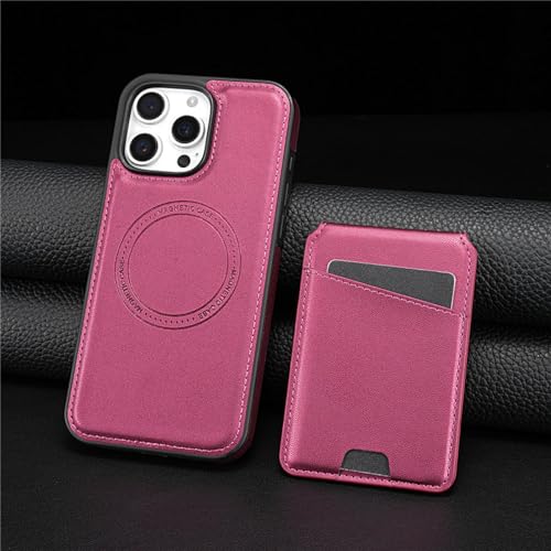 HJZSZX Für iPhone 12 Pro Max Magnetische kabellose Ladehülle Leder Brieftasche Karten-Flip-Cover (Für iPhone 12 Pro Max/Rot) von HJZSZX