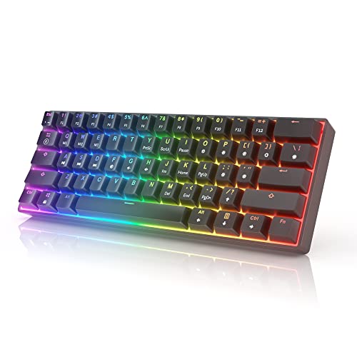 GK61 Mechanische Gaming-Tastatur – 61 Tasten RGB beleuchtete LED-Hintergrundbeleuchtung, PC/Mac Gamer (Gateron Optical Red, Schwarz) von HK GAMING