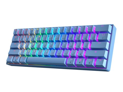 HK GAMING GK61 60% v3 | Kompakte Mechanische Gaming Tastatur | 61 Tasten Mehrfarbig RGB LED Beleuchtet Für PC/Mac Gamer | ANSI US Layout (Blau, Gateron Optical Brown Switch) von HK GAMING