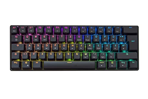 HK GK61 Mechanical Gaming Keyboard RGB LED Backlight (DE Layout QWERTZ) PC, Black (Gateron Optical Brown) von HK GAMING