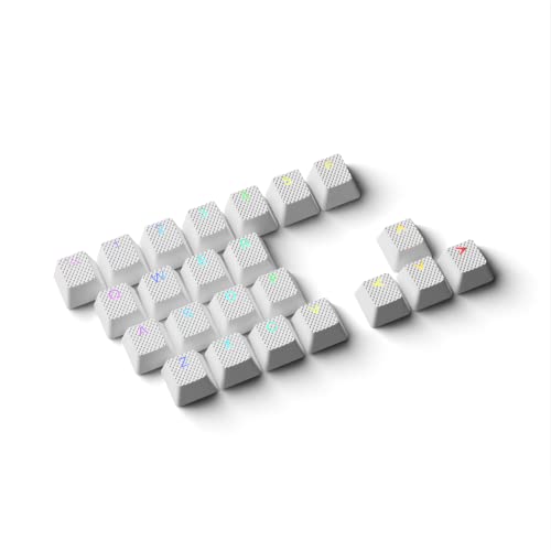 HK Gaming Rubber Keycaps Set | Anti-Rutsch Textur | Double Shot Keycap Set | 23 Tasten OEM Profil Tastenkappen | Für mechanische Tastatur | Kompatibel mit Cherry MX, Gateron, Kailh | Weiß von HK Gaming