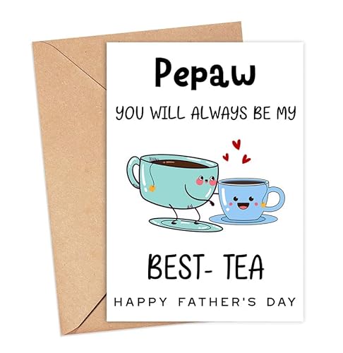 HKDesignGift Lustige Best-Tea-Karte für Pepaw – You Will Always Be My Best-Tea – Happy Father's Day Karte – Vatertagskarte mit Illustration – Tea Loving Pepaw Karte – Karte für Pepaw – von HKDesignGift