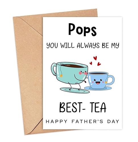 HKDesignGift Lustige Best-Tea-Karte für Pops – You Will Always Be My Best-Tea – Happy Father's Day Karte – Vatertagskarte mit Illustration – Tea Loving Pops Karte – Karte für Pops – Geburtstagskarte von HKDesignGift