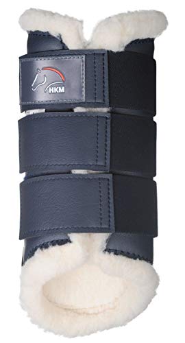 HKM 8585 Gamaschen Comfort, Teddyfutter Lederimitat-Kunstleder Anatomisch, dunkelblau, M von HKM