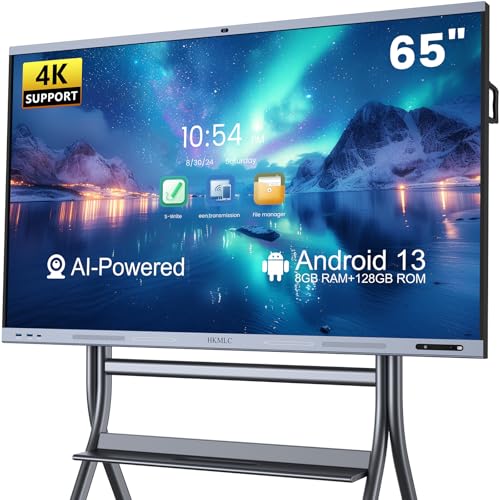 HKMLC Smart Board, Summit Elite 65 Zoll Digitales Whiteboard Integrierte AI 48MP Kamera mit 8+128GB Android OS, Interaktives Smart Whiteboard für Klassenzimmer, Heimbüro, Business Studio von HKMLC