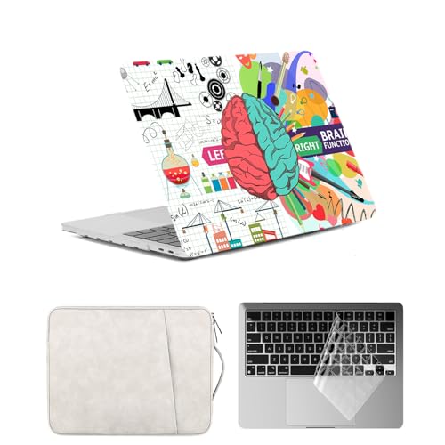 HLAAJJX Hülle für MacBook Air 13 Zoll M1 2020 2019 2018 A1932 A2179 A2337, Ultradünne Plastik Schutzhülle Case Matt Cover & Laptop Tasche &Tastaturschutz für Air 13.3,Kreatives Gehirn von HLAAJJX