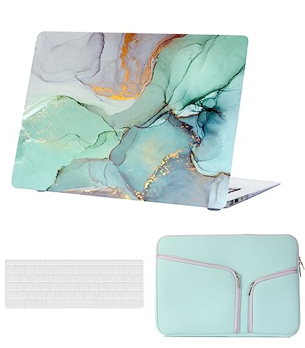 Hülle Kompatibel mit MacBook Pro 16 Zoll 2020 Freisetzung A2141 mit Touch Bar and Touch ID, Plastik Hartschale Snap Case & Tastaturabdeckung & Tasche für MacBook Pro 16 Zoll, Grüner Marmor Hülle Kompatibel mit MacBook Pro 16 Zoll 2020 Freisetzung A2141 mit Touch Bar and Touch ID, Plastik Hartschale Snap Case & Tastaturabdeckung & Tasche für MacBook Pro 16 Zoll, Grüner Marmor von HLAAJJX