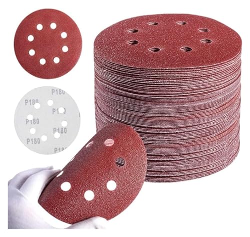 100 Stück 125 mm 8-Loch-Schleifscheiben mit Klettverschluss, selbstklebendes Schleifpapier, Körnung 40–2000, Schleifpapier, 5-Zoll-Schleifscheibe, Polierwerkzeuge(2000grit) von HLHLH