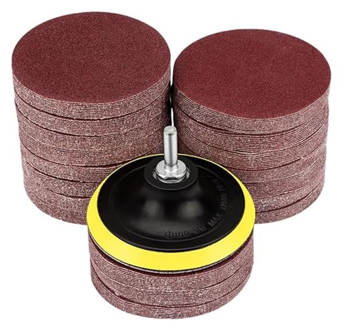 100 Stück Schleifscheiben 100 mm Klettverschluss sortiert for Holz und Metall, Körnung 60–2000, mit 4 Zoll selbstklebender Scheiben-Pleuelstange(80grit) von HLHLH