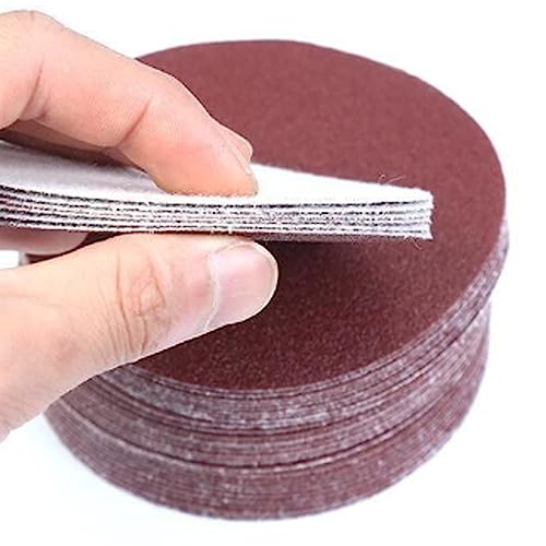 100 Stück beflocktes Schleifpapier in Rot – 5 Zoll, 125 mm, Schleifscheiben mit Klettverschluss, PSA/Klebstoff, Körnung 40–2000, for Polieren und Schleifen(60grit) von HLHLH