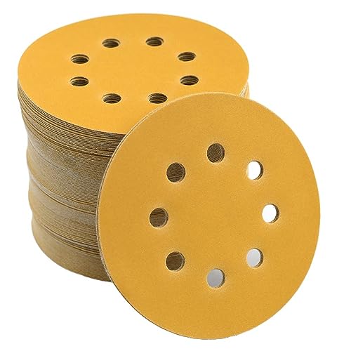 150er-Pack 5 Zoll Schleifscheiben 40/60/80/120/150/180/240/320/400/600/800 Körnung Haken und Schleife 8 Loch Aluminiumoxid-Schleifpapier 125 mm for Exzenterschleifer(80grit) von HLHLH