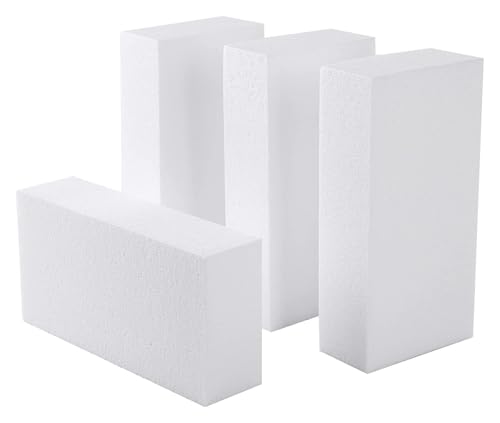 4er-Pack Polystyrolschaumplatten, 20,3 x 10,2 x 5,1 cm, quadratische Bastelschaumsteine für Kunstskulpturen, Blumenarrangements, Skulpturen, Modellieren, Schule und Heimwerken 4er-Pack Polystyrolschaumplatten, 20,3 x 10,2 x 5,1 cm, quadratische Bastelschaumsteine für Kunstskulpturen, Blumenarrangements, Skulpturen, Modellieren, Schule und Heimwerken von HLHLH
