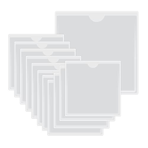 HLIWS Selbstklebend Visitenkarten Taschen-12 Stück Etikettenhalter Selbstklebend,Transparent Scheckkartenhülle,zum Schutz Ihrer Karten oder Fotos(Innenmaße:9.5 * 9.5cm) von HLIWS