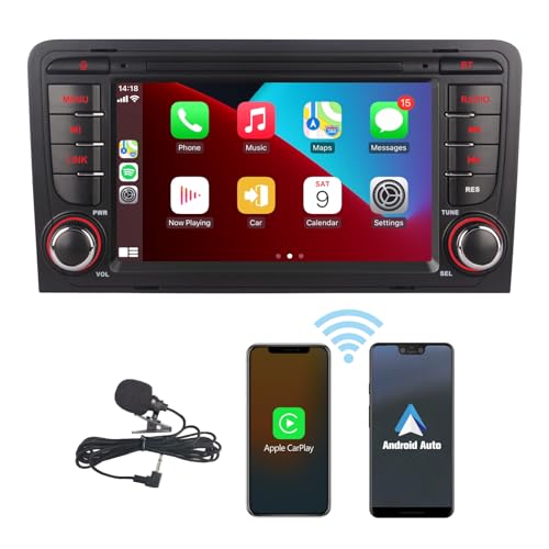 HLLECARMO Autoradio für Audi A3 S3 8P 8B RS3 Radio Auto Audio Wireless Carplay und Android Auto mit 7" Touchscreen Mirror Link Bluetooth RDS AM/FM USB DSP 4.2-Kanal Audio Ausgang Subw EQ SWC von HLLECARMO