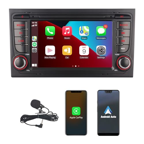 HLLECARMO Autoradio für Audi A4 S4 RS4 Sportback Radio Auto Audio Wireless Carplay und Android Auto mit 7-Zoll-Touchscreen Mirror Link Bluetooth RDS AM/FM USB DSP Subw EQ SWC von HLLECARMO