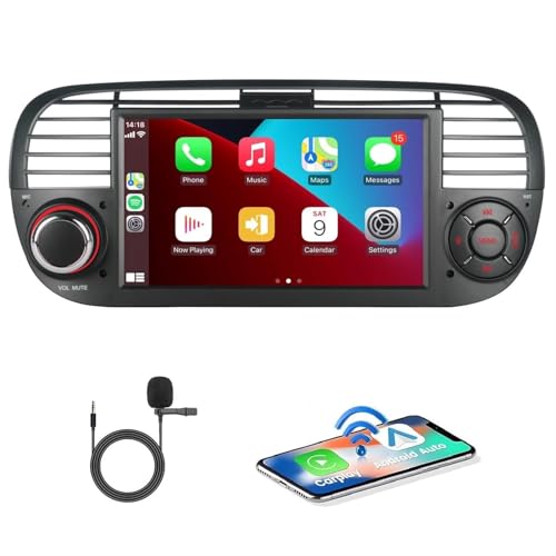 HLLECARMO Wireless Carplay und Android Auto Autoradio für FIAT 500 2007-2015, Mirror Link Bluetooth 5.0 mit 7 Zoll Touchscreen RDS AM/FM USB DSP High Power Subw EQ SWC- Black HLLECARMO Wireless Carplay und Android Auto Autoradio für FIAT 500 2007-2015, Mirror Link Bluetooth 5.0 mit 7 Zoll Touchscreen RDS AM/FM USB DSP High Power Subw EQ SWC- Black von HLLECARMO