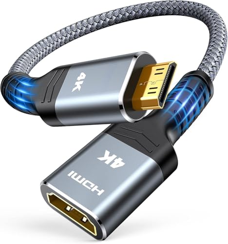 HLLYLL Mini HDMI auf HDMI Adapter 4K, Stecker auf Buchse Kabel Adapter Premium High Speed 4K@60Hz HDR 3D 18Gbps, kompatibel mit DSLR, Camcorder, Laptop, Tablet, HDTV, Projektor - Grau (20cm) HLLYLL Mini HDMI auf HDMI Adapter 4K, Stecker auf Buchse Kabel Adapter Premium High Speed 4K@60Hz HDR 3D 18Gbps, kompatibel mit DSLR, Camcorder, Laptop, Tablet, HDTV, Projektor - Grau (20cm) von HLLYLL