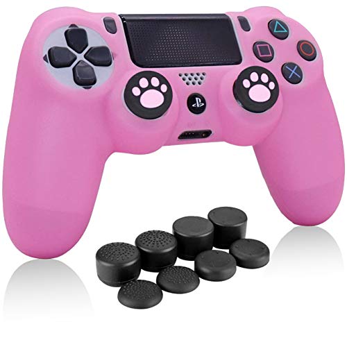 Rosa PS4 Controller Skins HLRAO, Silikon Controller Ärmel Fall Cover Skin Hülle Protector + 10 Thumb Grips zum PS4 / PS4 Slim / PS4 Pro Controller. von HLRAO