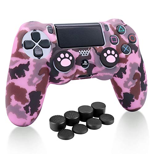 Rosa PS4 Controller Skins HLRAO, Silikon Controller Ärmel Fall Cover Skin Hülle Protector + 10 Thumb Grips zum PS4 / PS4 Slim / PS4 Pro Controller. von HLRAO