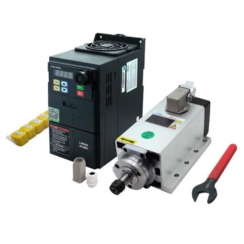 CNC-Spindelmotor 1,5 KW, 1500 W, 220 V, 400 Hz, 24000 U/min, luftgekühltes Spindel mit 1,5 KW HS320 VFD+7 Zangen ER11 Stück(1-7mm) + ER11A Schraubenschlüssel von HLTNC