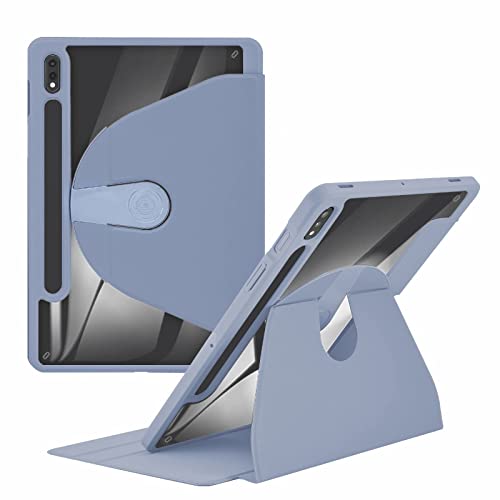 HLTOOP Hülle für Samsung Galaxy Tab S8 Ultra 14,6 Zoll 2022 Mit Stifthalter - 360 Grad Drehbare Ständer-Schutzhülle Mit Durchsichtiger Rückseite Modell X900 X906,Lila von HLTOOP