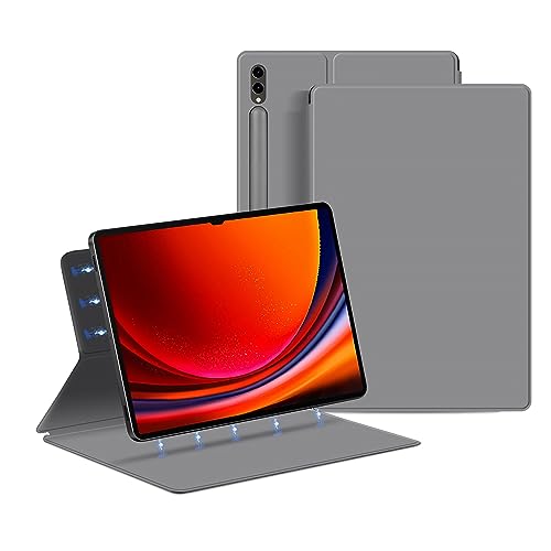 HLTOOP Magnetische Hülle für 2023 Samsung Galaxy Tab S9 Ultra 14.6 Zoll, Schutzhülle Mit S-Stifthalter, Schlank, Leicht,Grau von HLTOOP