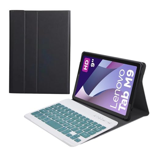 HLTOOP Tastatur Hülle für Lenovo Tab M9 2023 Release 9,0 Zoll (TB-310FU/TB-310XU), Magnetisch Abnehmbare Kabellose Bluetooth-Tastatur (Tab M9 2023 9 Zoll),Deep Green von HLTOOP