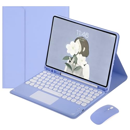 HLTOOP Tastatur Hülle für Samsung Galaxy Tab A8 10,5 Zoll Modell SM-X200 X205 X207, Wiederaufladbare Bluetooth-Tastatur Mit Touchpad, Integrierter Stifthalter, Tablet-Maus,Lila von HLTOOP