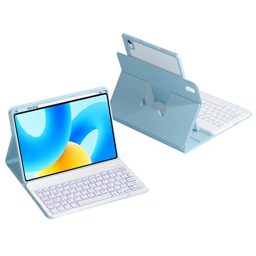HLTOOP Tastatur Hülle für Xiaomi Pad 6/6 Pro 11 Zoll, Um 360° Drehbare Magnetische Hülle Mit 7-Farbiger Tastatur Mit Hintergrundbeleuchtung,Blau von HLTOOP