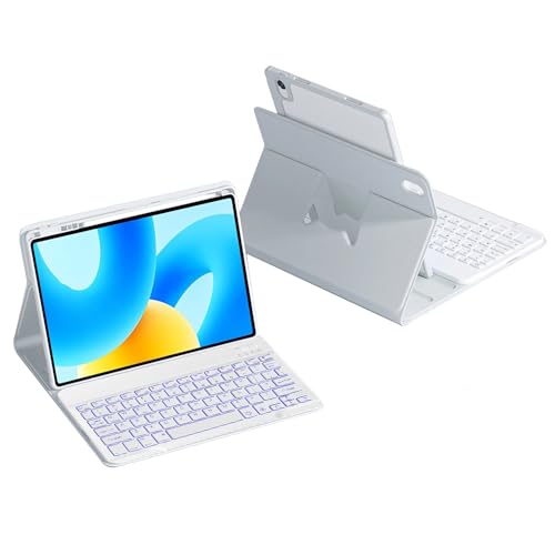 HLTOOP Tastatur Hülle für Xiaomi Pad 6/6 Pro 11 Zoll, Um 360° Drehbare Magnetische Hülle Mit 7-Farbiger Tastatur Mit Hintergrundbeleuchtung,Grau von HLTOOP