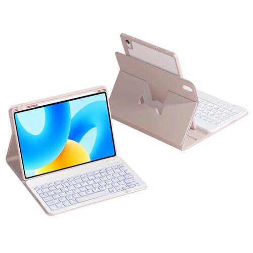 HLTOOP Tastatur Hülle für Xiaomi Pad 6/6 Pro 11 Zoll, Um 360° Drehbare Magnetische Hülle Mit 7-Farbiger Tastatur Mit Hintergrundbeleuchtung,Rosa von HLTOOP