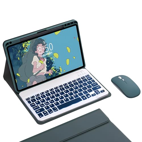 Tastatur Hülle für Huawei Matepad 11.5 2023, Abnehmbare Kabellose Bluetooth-Tastatur Mit Hintergrundbeleuchtung, Stifthalter, Tablet-Maus,Grün von HLTOOP