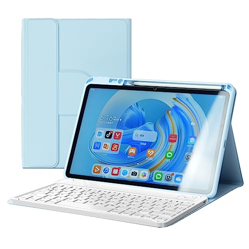 Tastatur Hülle pür Huawei Matepad 11, 360° Drehbare Magnetische Hülle Mit Stifthalter, Abnehmbare Bluetooth-Tastatur (Deutsches QWERTZ Layout),Blau von HLTOOP