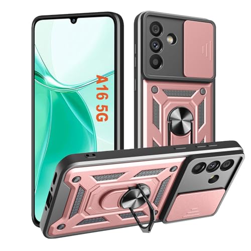 HLVEXH Handyhülle für Samsung Galaxy A16 4G 5G Hülle mit Kameraschutz Schutzhülle mit Metall Ring Ständer Case Kamera Schiebeabdeckung Militär A 16 4G 5 G Handy Cover Roségold HLVEXH Handyhülle für Samsung Galaxy A16 4G 5G Hülle mit Kameraschutz Schutzhülle mit Metall Ring Ständer Case Kamera Schiebeabdeckung Militär A 16 4G 5 G Handy Cover Roségold von HLVEXH