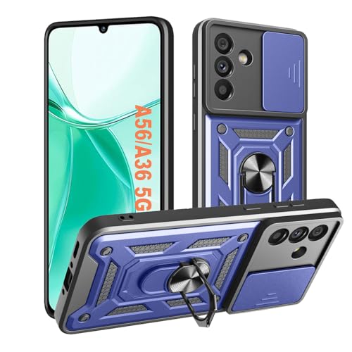 HLVEXH Hülle für Samsung Galaxy A56 5G mit Kameraschutz, Handyhülle mit Hybrid Metall Ring Ständer Cover Case, Kamera Schiebeabdeckung Schutzhülle Militär A 56 5 G Handy Hüllen Blau HLVEXH Hülle für Samsung Galaxy A56 5G mit Kameraschutz, Handyhülle mit Hybrid Metall Ring Ständer Cover Case, Kamera Schiebeabdeckung Schutzhülle Militär A 56 5 G Handy Hüllen Blau von HLVEXH